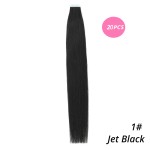 MrsHair Remy Hair Extensions Seamless Skin Weft Double Sided Tape In Jet Black Color 1# (20/40PCS)