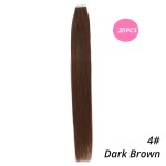 MrsHair Seamless Skin Weft Tape In Human Hair Extensions Dark Brown Color 4# (20PCS/40PCS)