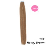 MrsHair Remy Tape In Human Hair Extensions Honey Brown Color 10# (20PCS/40PCS)