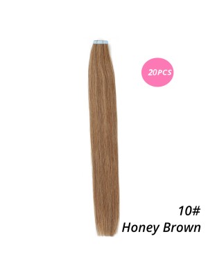 MrsHair Remy Tape In Human Hair Extensions Honey Brown Color 10# (20PCS/40PCS)