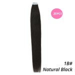 MrsHair Remy Skin Weft Tape In Human Hair For Black Women Natural Black Color 1B# (20/40PCS)