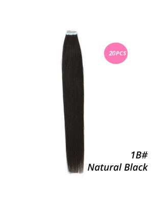 MrsHair Remy Skin Weft Tape In Human Hair For Black Women Natural Black Color 1B# (20/40PCS)