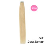 MrsHair Remy Hair Extensions TapeIn Dark Blonde Color 24# (20PCS/40PCS)