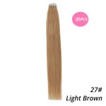 MrsHair Remy Skin Weft Human Hair Tape Extensions Light Brown Color 27# (20PCS/40PCS)