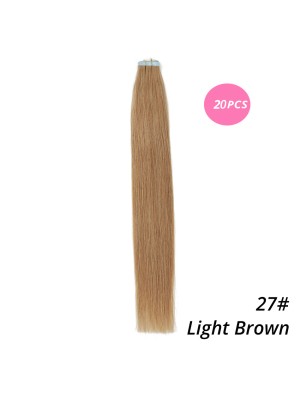 MrsHair Remy Skin Weft Human Hair Tape Extensions Light Brown Color 27# (20PCS/40PCS)