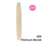 MrsHair Remy Tape In Human Hair Extensions Skin Weft Natural Hair Platinum Blonde Color 60# (20PCS/40PCS)