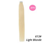 MrsHair Remy Human Hair Tape In Extensions Light Blonde Color 613# (20PCS/40PCS)