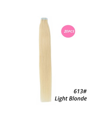 MrsHair Remy Human Hair Tape In Extensions Light Blonde Color 613# (20PCS/40PCS)