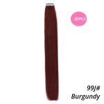 MrsHair Tape In Human Hair Extensions Skin Weft Tape On Burgundy Color 99J# (20PCS/40PCS)