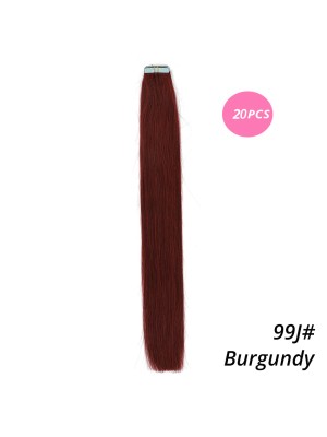 MrsHair Tape In Human Hair Extensions Skin Weft Tape On Burgundy Color 99J# (20PCS/40PCS)