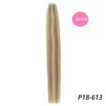 MrsHair Remy Skin Weft Human Hair Extensions Tape In Ash Blonde Mixed Light Blondes P18-613# (20PCS/40PCS)