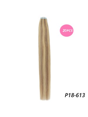 MrsHair Remy Skin Weft Human Hair Extensions Tape In Ash Blonde Mixed Light Blondes P18-613# (20PCS/40PCS)