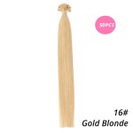 MrsHair Remy Keratin Hair Extensions Capsule U Tip Gold Blonde Color 16# (50/100/200PCS)