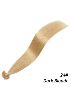 MrsHair Remy Keratin Human Hair Nail Hair Extensions Dark Blonde Color 24# (50/100/200PCS)