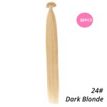 MrsHair Remy Keratin Human Hair Nail Hair Extensions Dark Blonde Color 24# (50/100/200PCS)