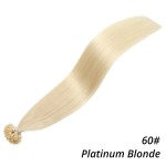 MrsHair Remy Keratin Human Hair Extensions Nail Tip Platinum Blonde Color 60# (50/100/200PCS)