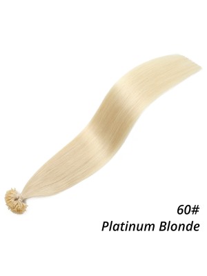 MrsHair Remy Keratin Human Hair Extensions Nail Tip Platinum Blonde Color 60# (50/100/200PCS)