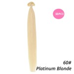 MrsHair Remy Keratin Human Hair Extensions Nail Tip Platinum Blonde Color 60# (50/100/200PCS)